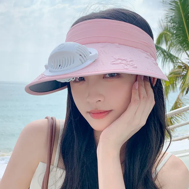 Summer Cover Face UV Sun Protection Hat Pink Hat Fan - Shop at LoveMi