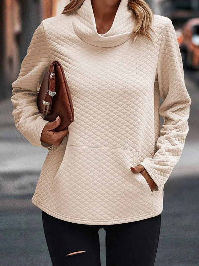 Autumn And Winter New High Neck Sweater Casual Top Apricot - Shop at LoveMi