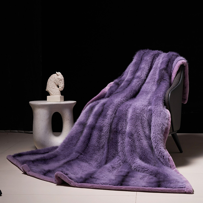 Affordable Luxury Faux Fur Sofa And Double Bed Side Fox Blanket