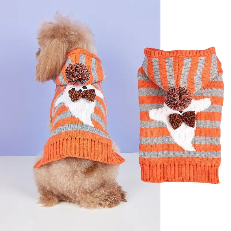Halloween New Knitted Cold-proof Contrast Color Striped