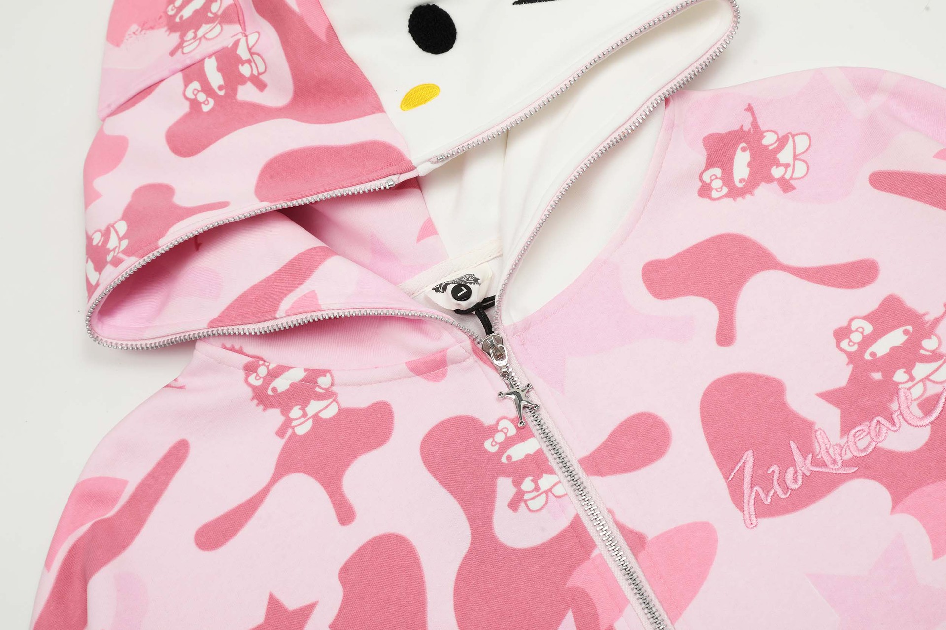 Title 3, Full Printed Cartoon Cat Letter Embroidery Hood...