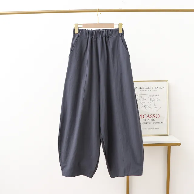 Women's Summer Thin Solid Color Linen Dungarees Dark Gray - Shop at LoveMi