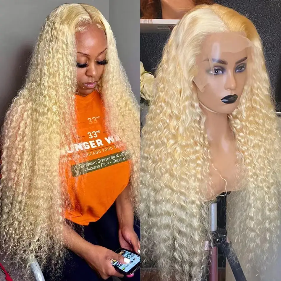 Long Curly Hair Front Lace Full Head Wig