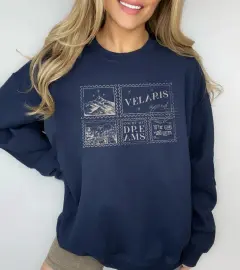 Women's Fashion Personalised Retro Sports Sweater - Navyblue - View 1