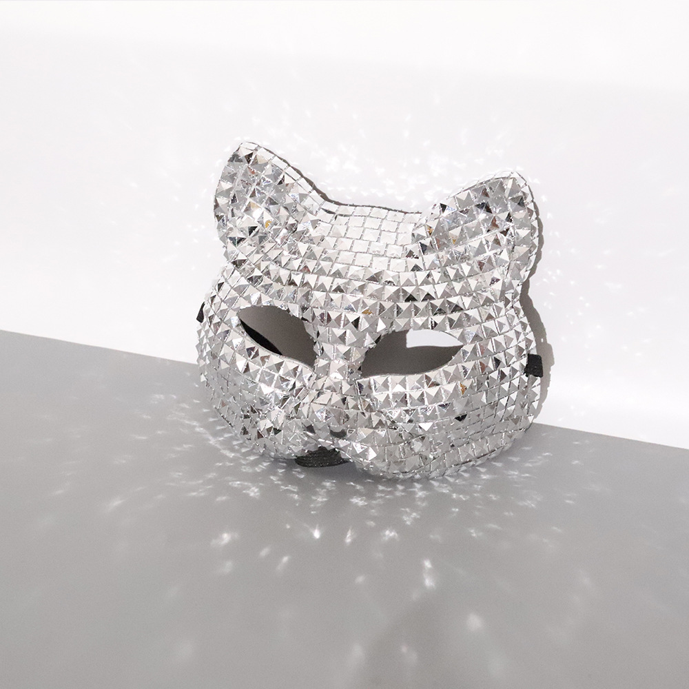Halloween Ball Party Cat-Face Rhinestone Mask detail photo 7