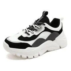 Soft Bottom High Elastic Thick Bottom Inner Layer Dad Shoes - Black - View 1