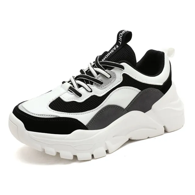 Soft Bottom High Elastic Thick Bottom Inner Layer Dad Shoes Black - Shop at LoveMi