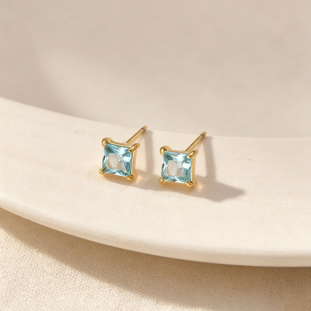 Colorful Zircon Titanium Steel Earrings product image