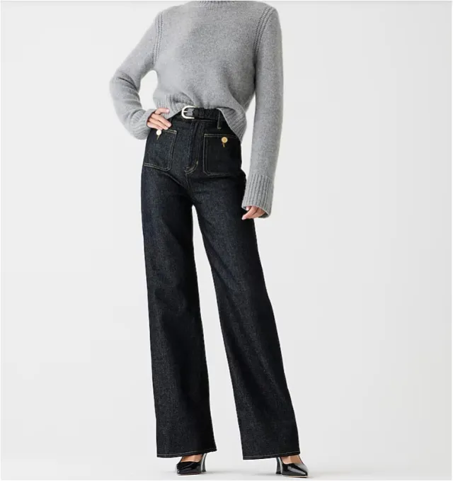 Loose Leisure Washed out Button Slightly Flared Jeans Black - Shop at LoveMi