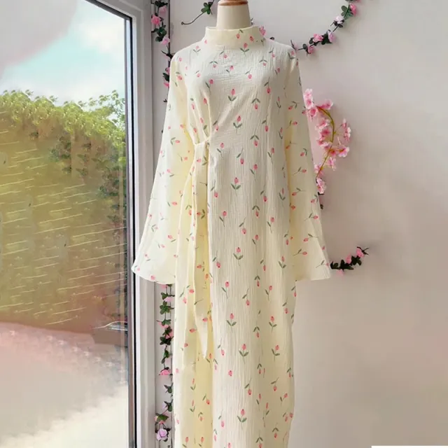 Women's Clothes Clothes Fresh Autumn Floral French Dress Women Champagne - Shop at LoveMi
