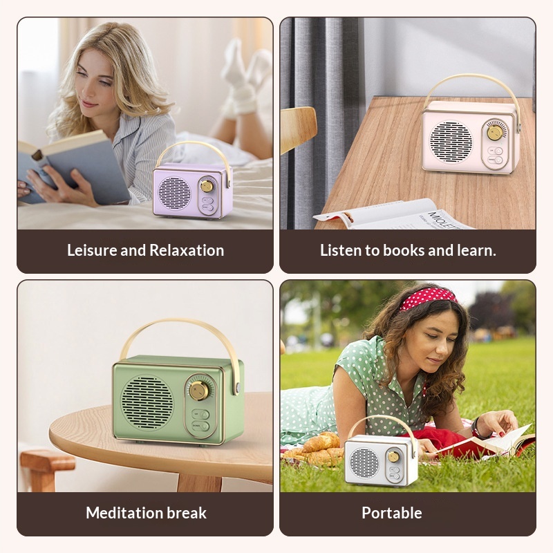 Portable Vintage Bluetooth Speaker With Powerful Bass High Quality Sound
