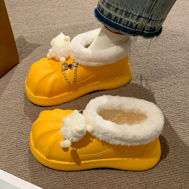 Platform Snow Boots Women's Fleece lined Thick Waterproof Yellow - Shop at LoveMi