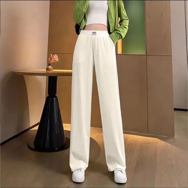 Women's SpringSummer High Waist Drooping Ice Silk Thin Pants Apricot - Shop at LoveMi
