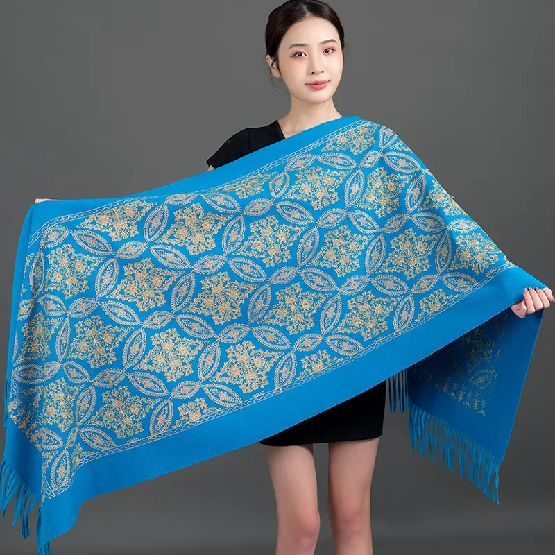 Autumn Winter Embroidered Golden Silk Lily Design