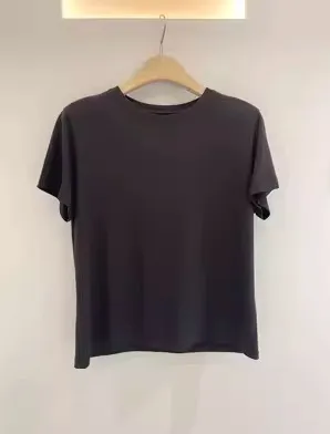 Women's Fashionable Solid Color Base Round Neck Short Sleeve Top T shirt Ink Gray - Shop at LoveMi