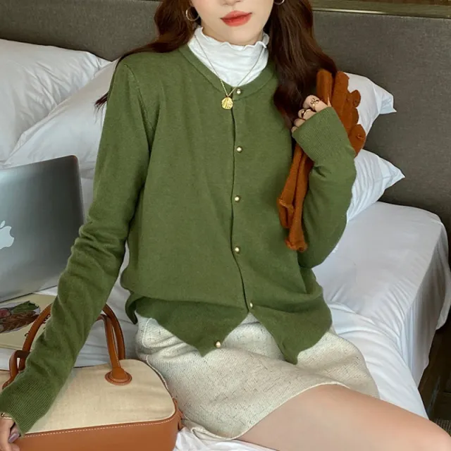 Women's Early Autumn Thin Type Long sleeved Top Dark Green - Shop at LoveMi