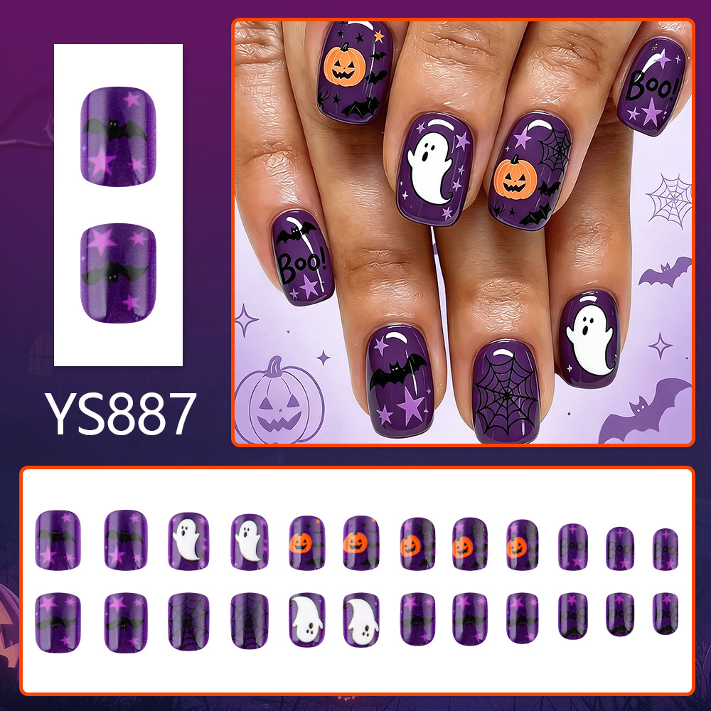 Halloween Ghost Spiderweb Removable Fake Nails