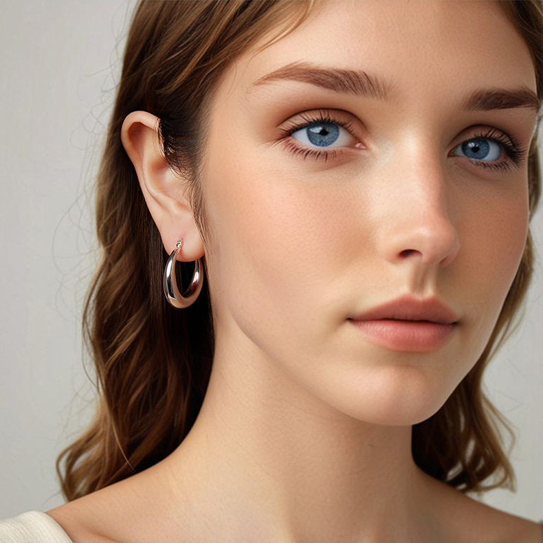 Style Metal Simple Ring Ear Clip Earrings Copper Earrings Silver Needle