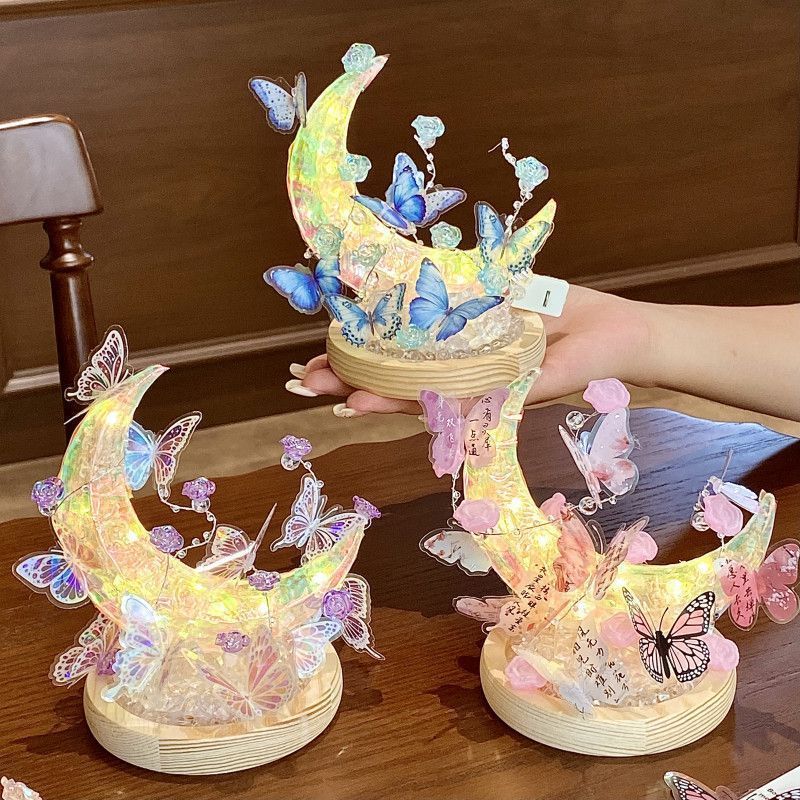 Handmade DIY Birthday Moon And Butterfly Lamp Ornament