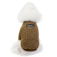 Pet Cat Dog Clothes Autumn And Winter Velvet Coat - Brown - View 1