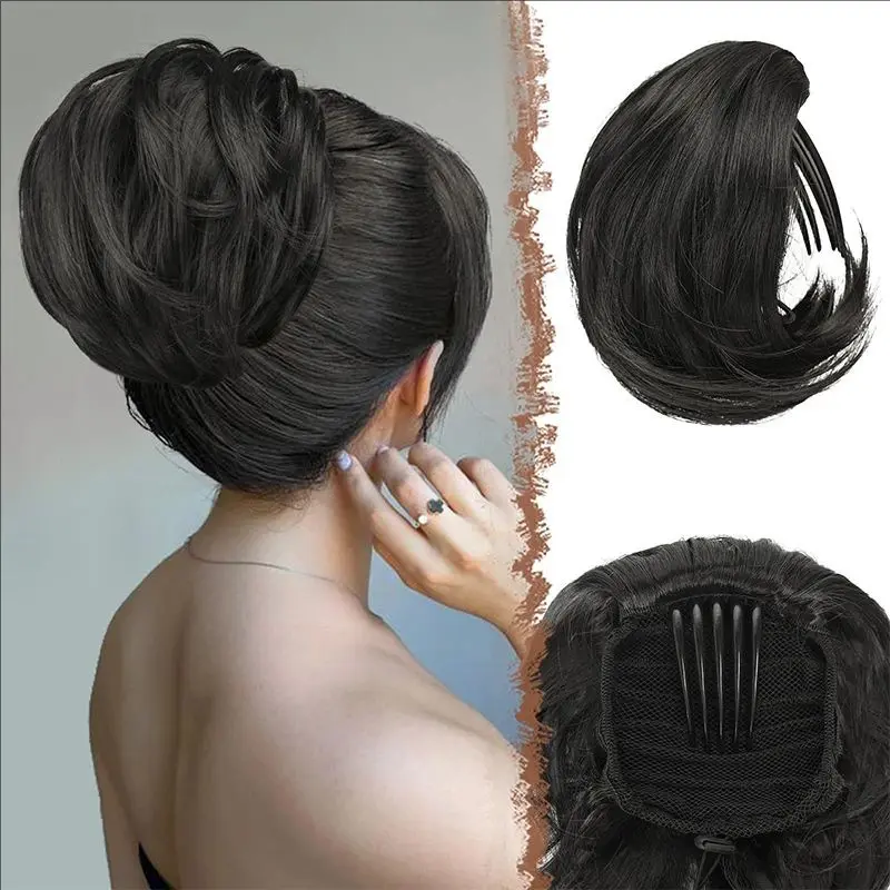 Hair Comb-style Drawstring-inset Short Ponytail Wig