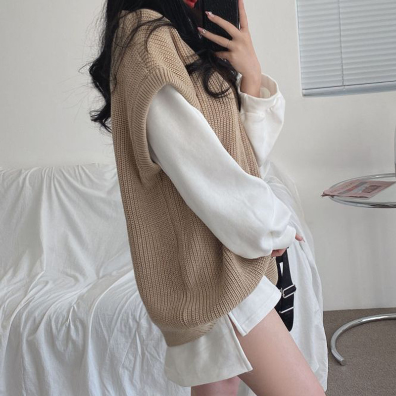 Women's Autumn Crew Neck Loose Sweater Vest