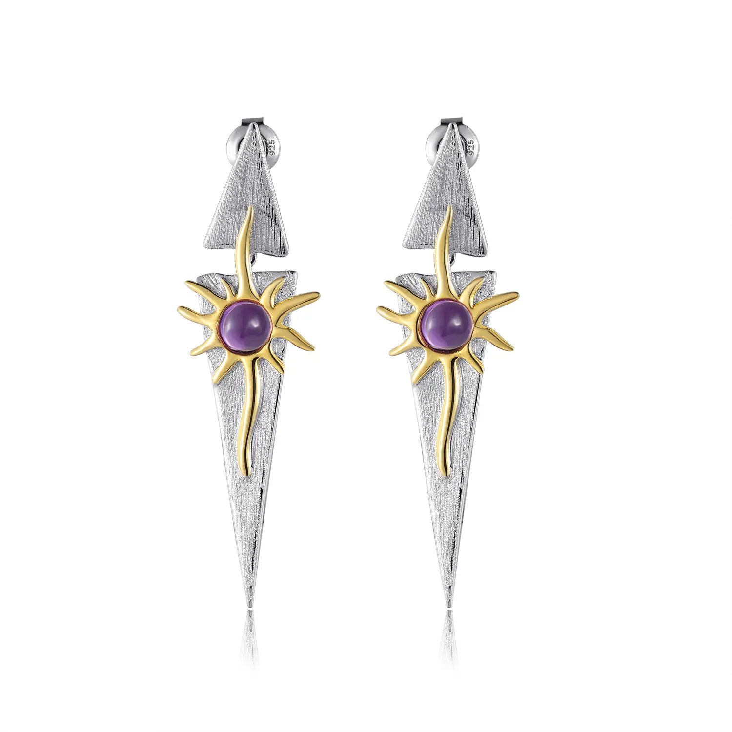 925 Silver Natural Red Agate Amethyst Topaz Eardrops