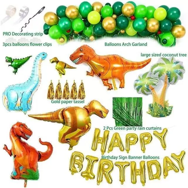 Birthday Party Decoration Supplies Balloon Curtain Dinosaur Theme 113 Pieces Dinosaur Set - Shop at LoveMi