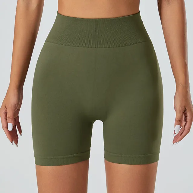 Cross border High Waist Hip Lift Quick drying Yoga Pants Seamless Slim Fit Sports Shorts Army Green - Shop at LoveMi