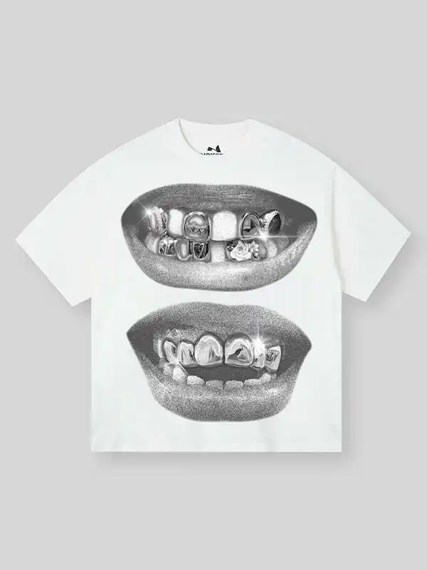 Street Vacation Style Hip Hop Pick-up Printed Loose T-shirt