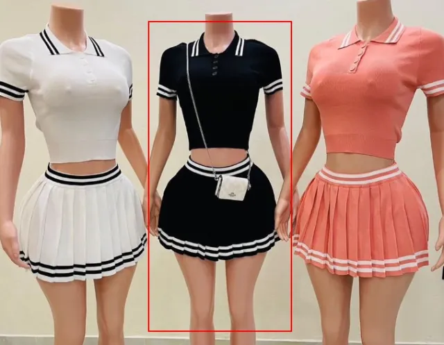 Casual Set Trendy Tops Pleated Skirt Two piece Set Black - Shop at LoveMi