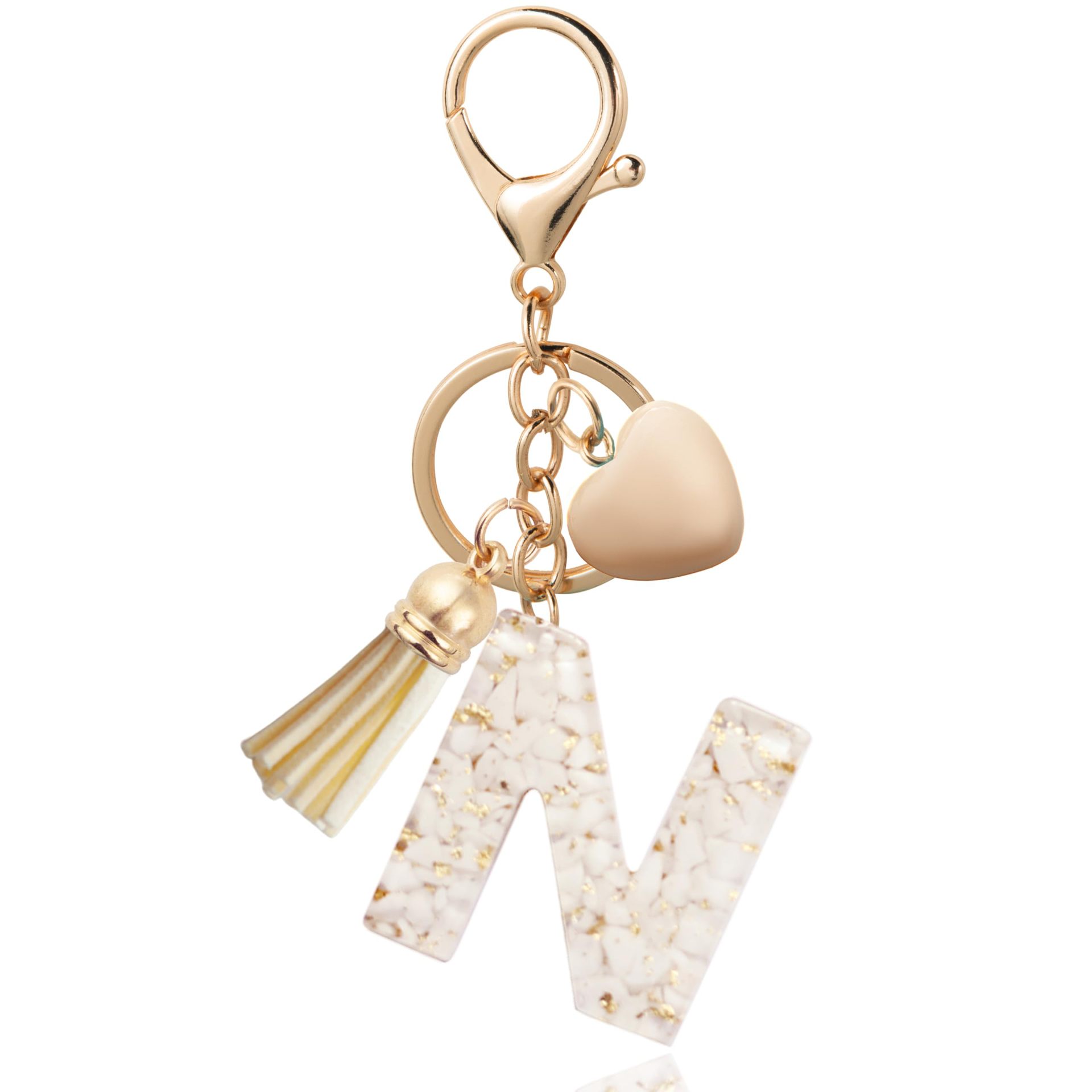 Fashionable Personalized Heart-shaped Pendant With White Shell Fragments Lettering And Tassel