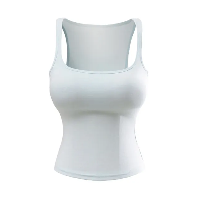 New Solid Color Summer Slim Fit Comic Chest Pad U neck Vest style Sling Blue - Shop at LoveMi