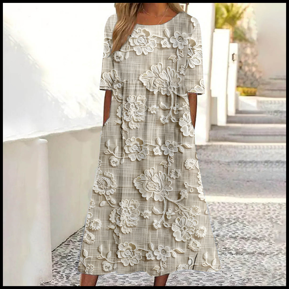 Simple Round Neck Stylish And Elegant Womens Dress