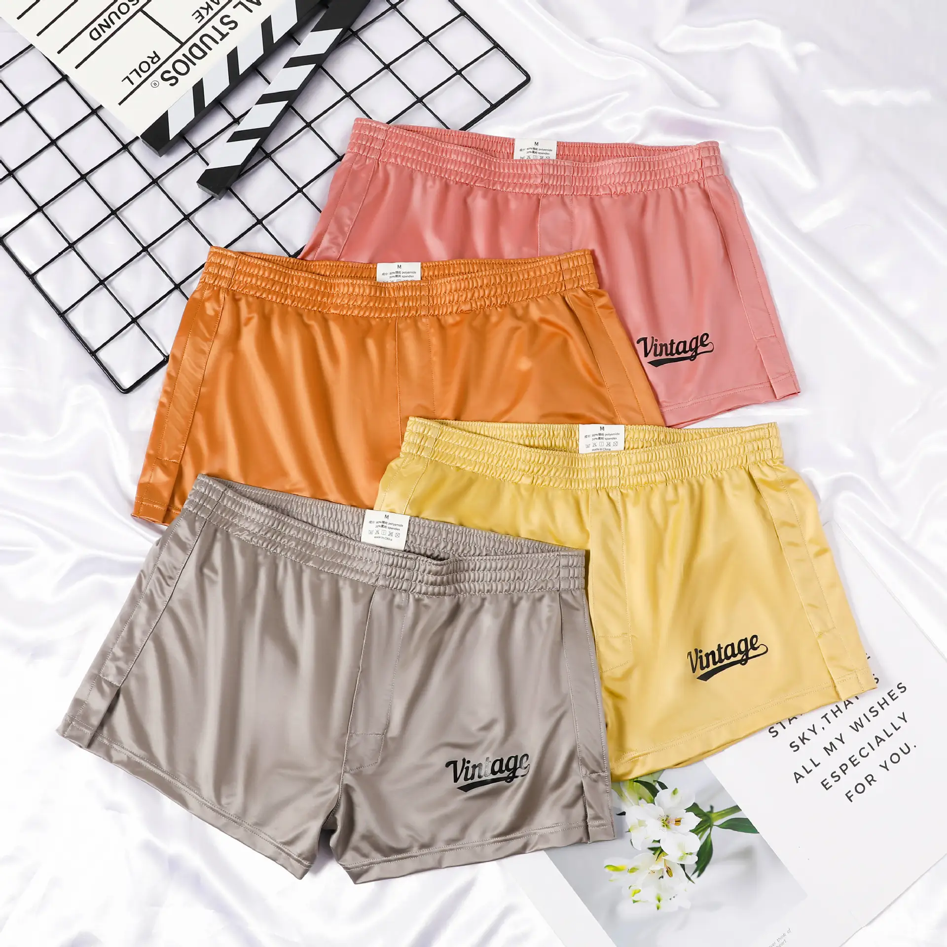 Men's Ice Silk Solid Color Home Leisure Shorts