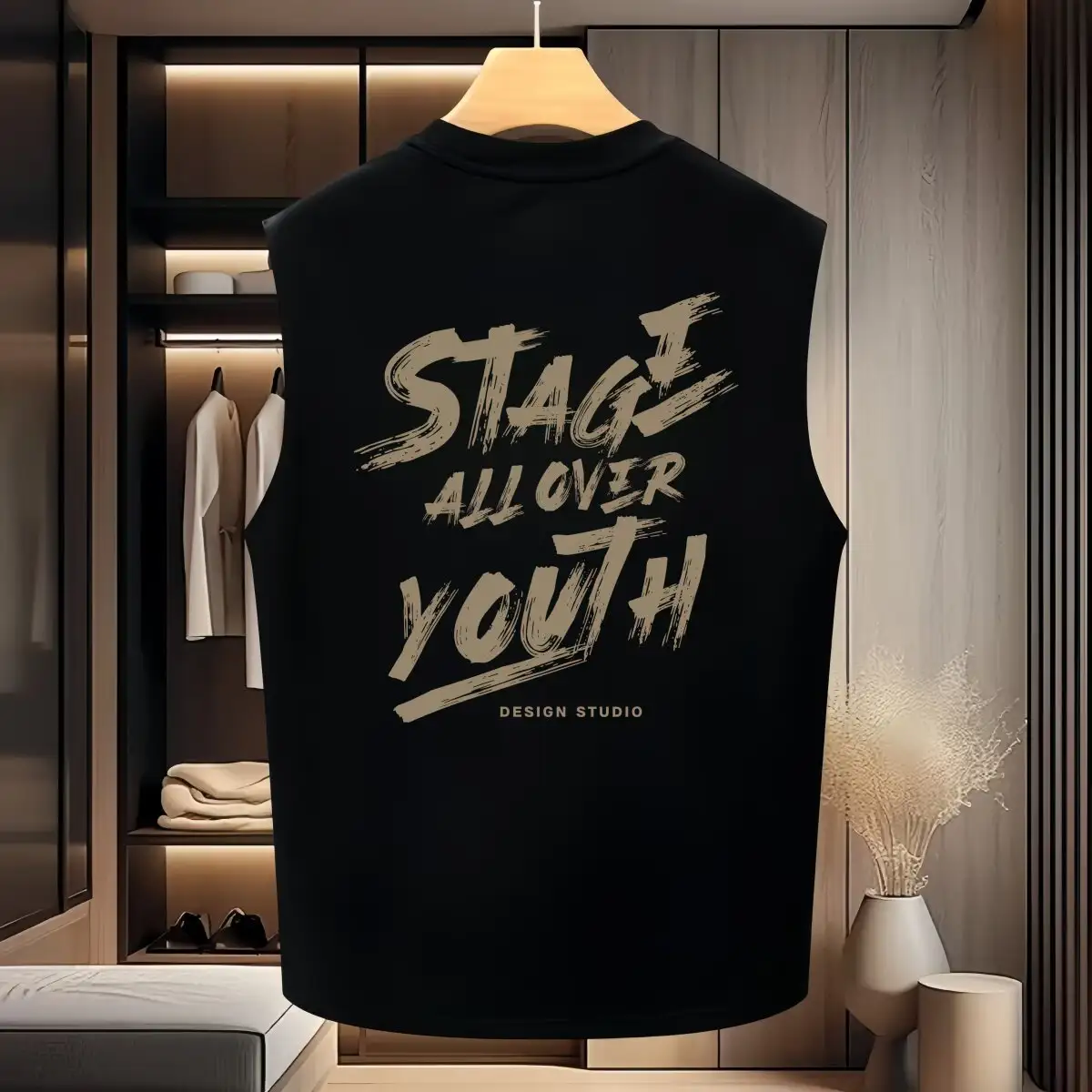 Mens American Style Sporty Minimalist Casual Vest