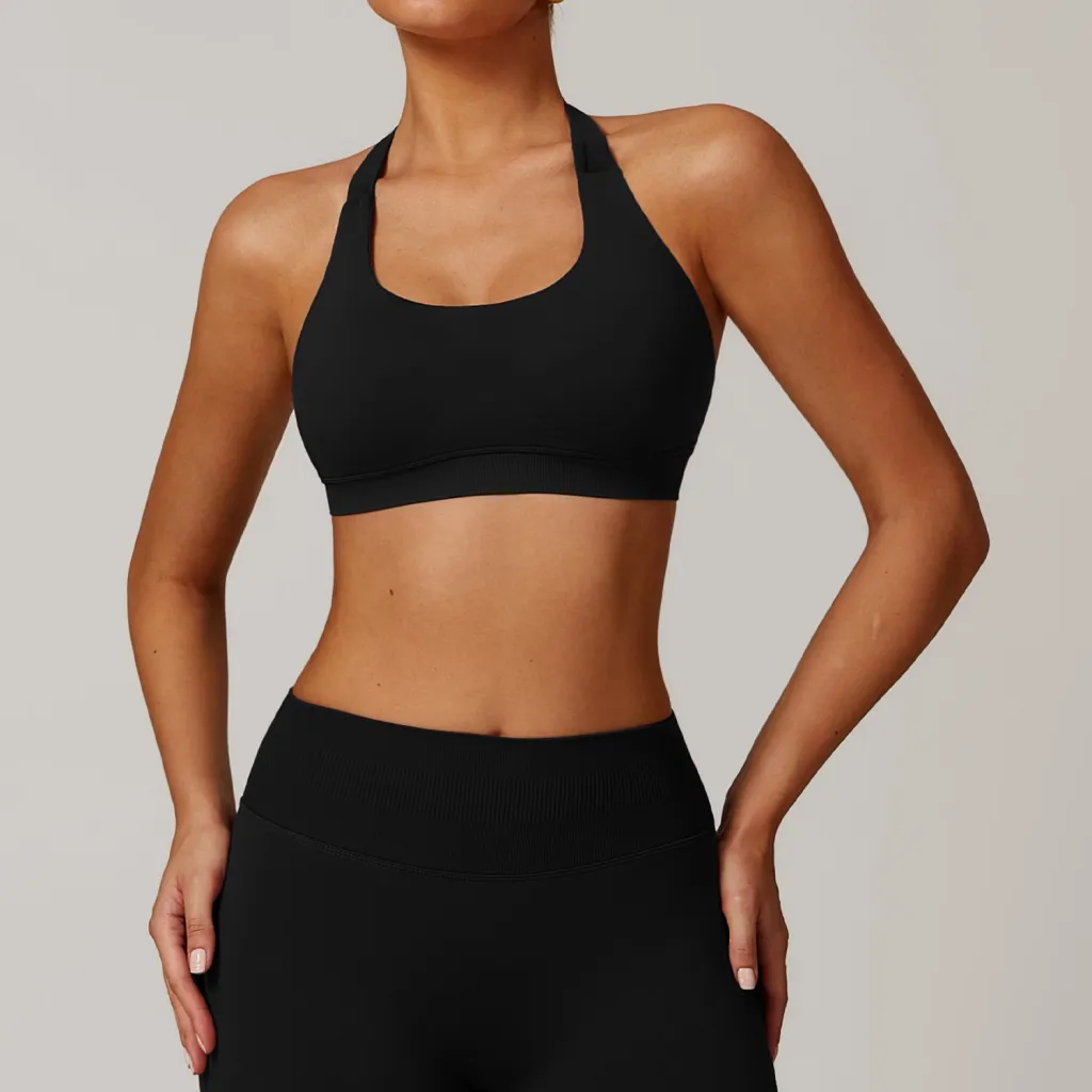 Naked Women Quick-drying Sports Elasticity Halterneck Vest - Black