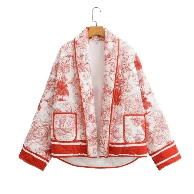 Women's 6 color Printing Cotton Jacket Red - Shop at LoveMi