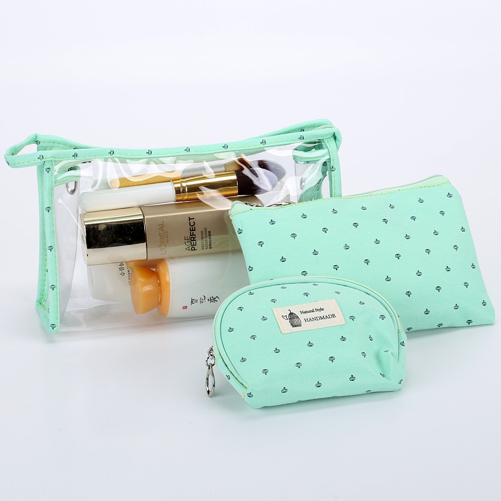 Transparent Three-piece Cosmetic Bag Travel Makeup Bag Set