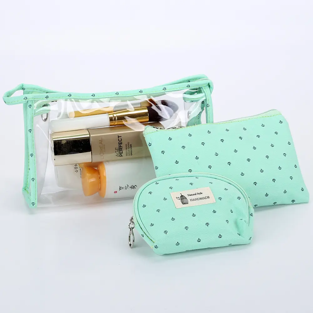 Transparent Three-piece Cosmetic Bag Travel Makeup Set