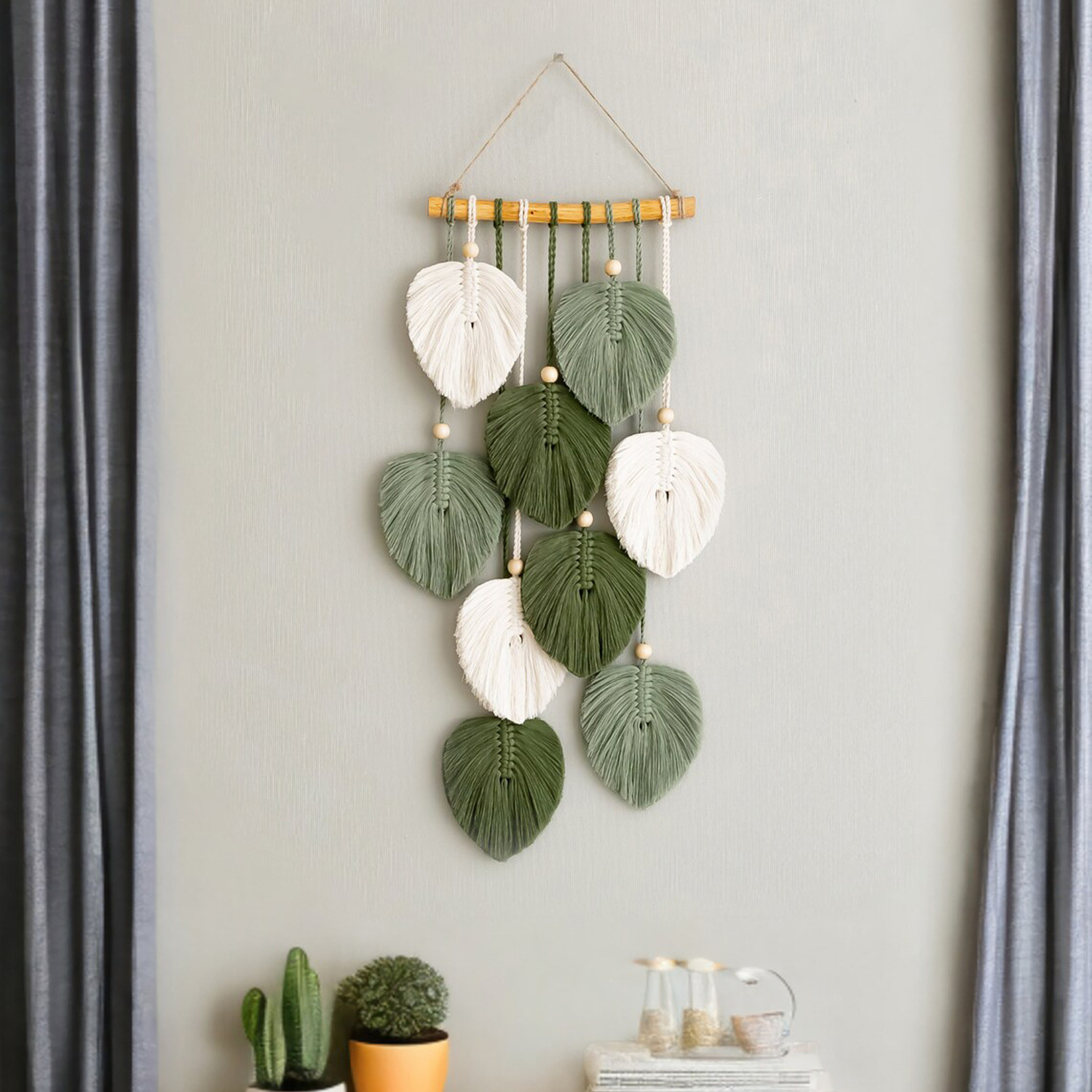 Handwoven Cotton Leaf Wall Tapestry