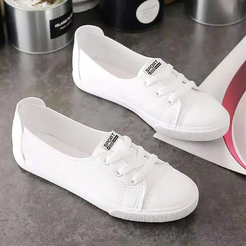 Slip-on Low-top White Sneakers Flat Casual Korean-style Skate Shoes