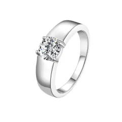 Sterling Silver Moissanite Ring Temperament Adjustable Opening - High Carbon Stone 1 Karat - View 1