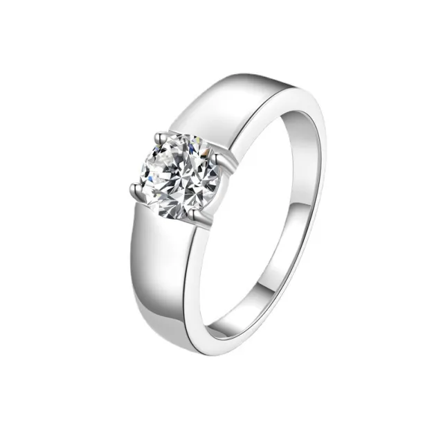 Sterling Silver Moissanite Ring Temperament Adjustable Opening High Carbon Stone 1 Karat - Shop at LoveMi
