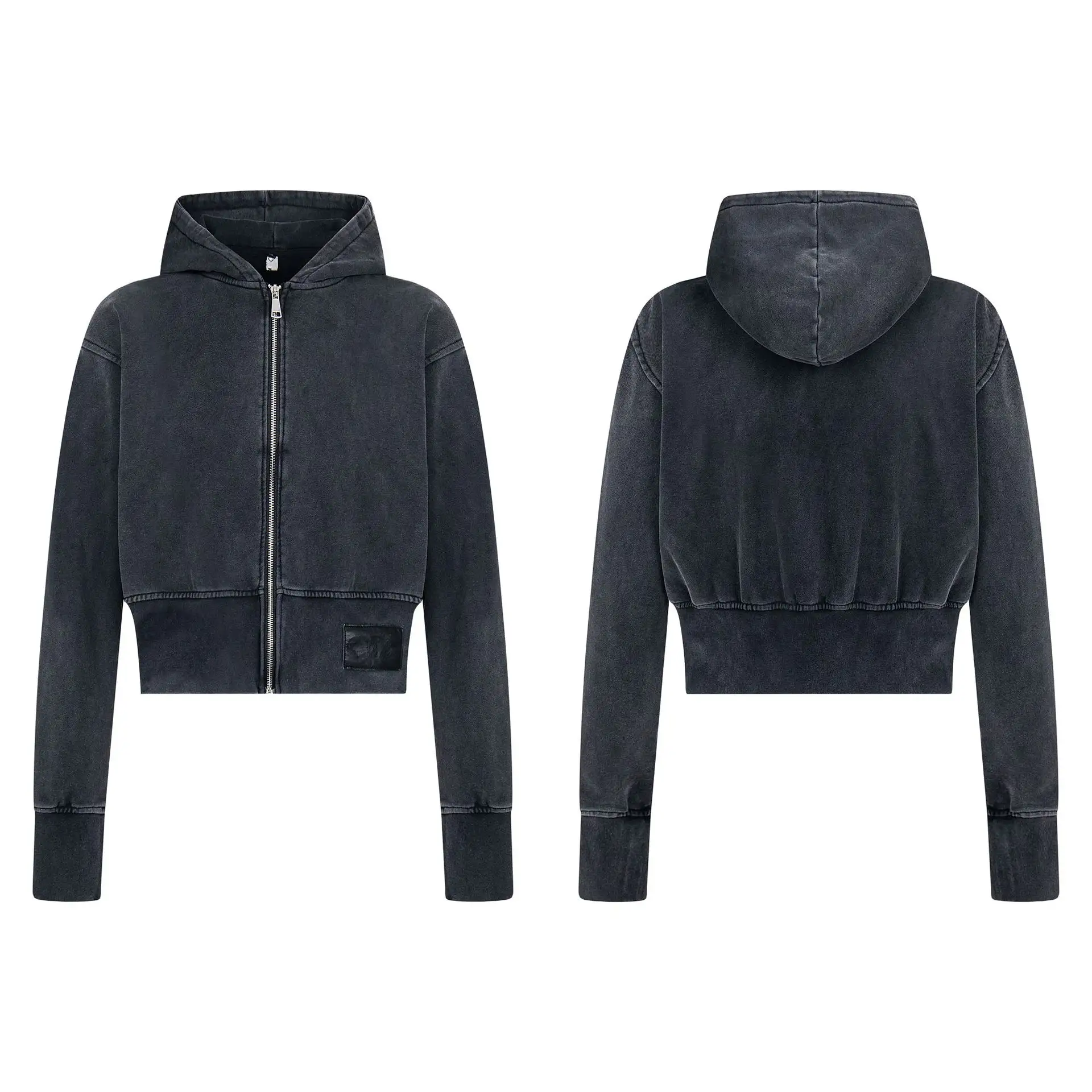 Men's Washed Old Cardigan Zipper Hoodie Short