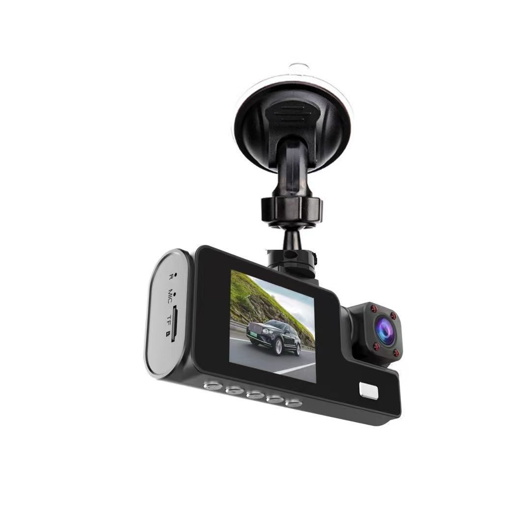 Dashcam HD con Triple Cámara y Visión Nocturna