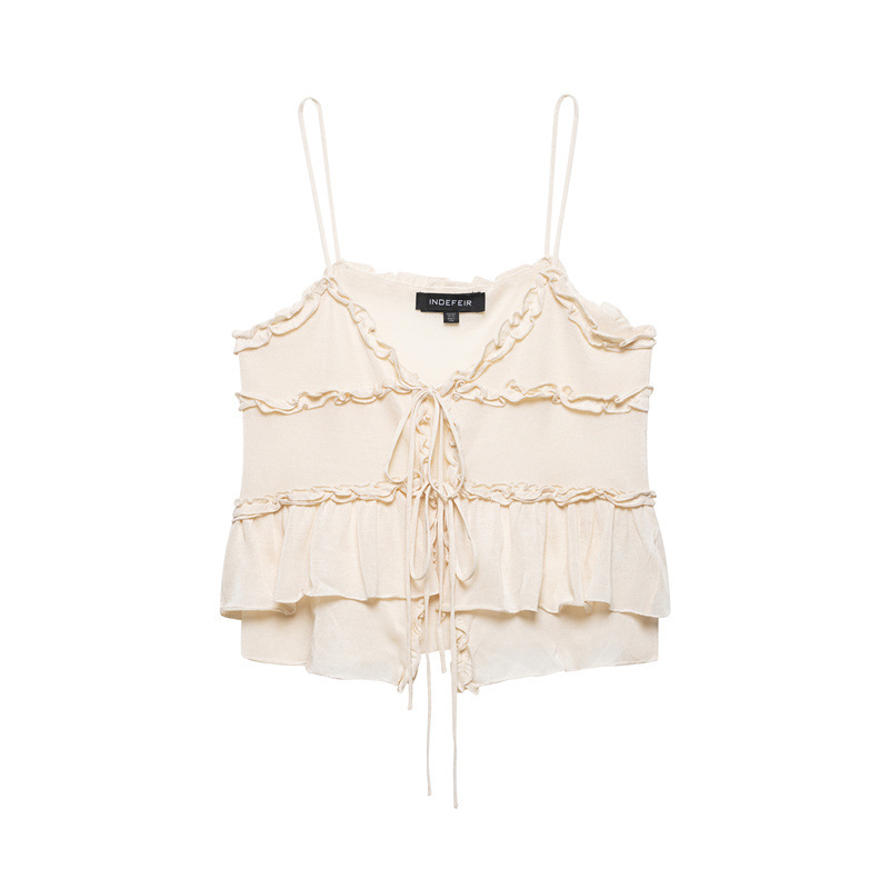 European And American Style Pure Color Ruffles Knitted Top