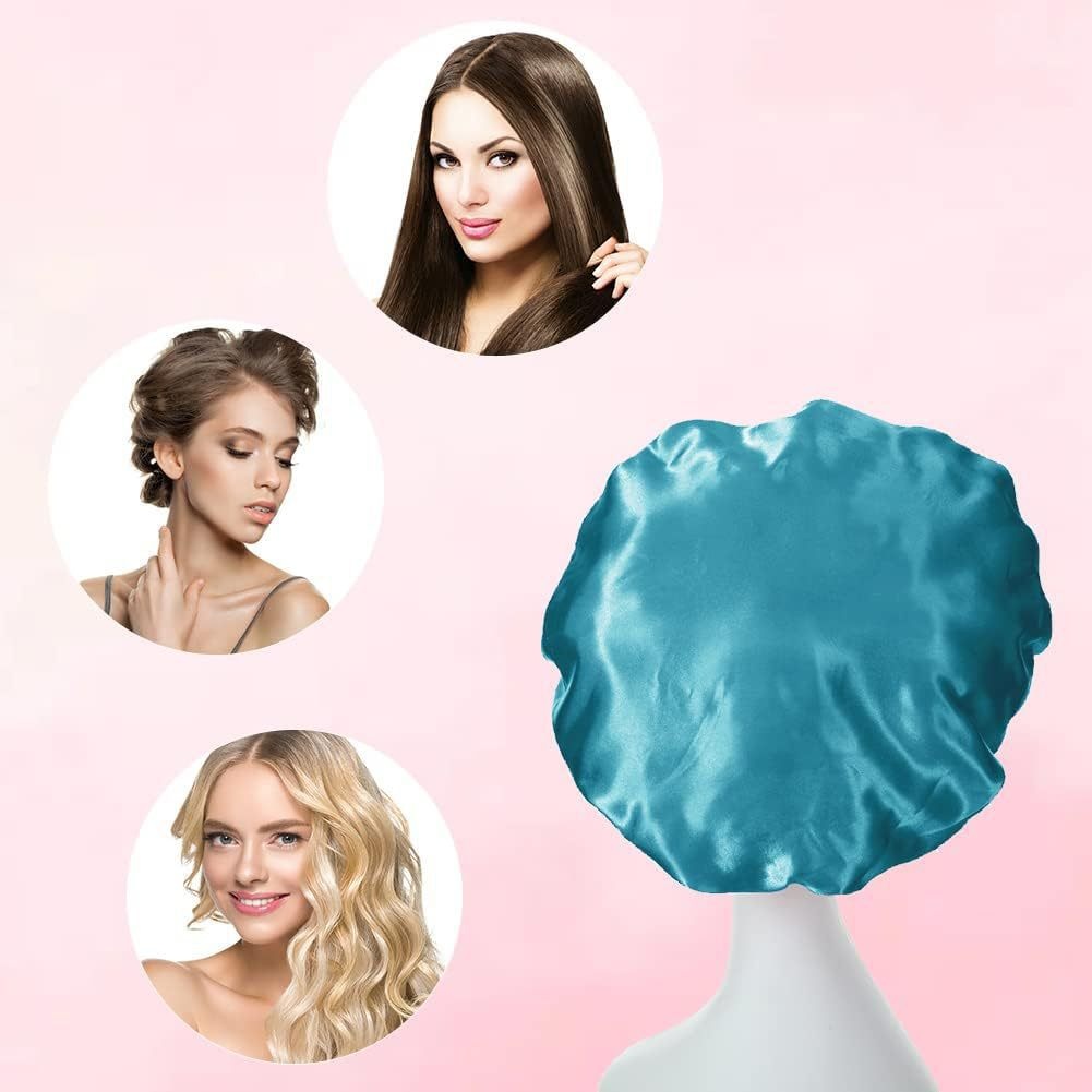 Wide-brimmed High Elastic Headscarf Beauty Salon Shower Cap Care Satin Nightcap - Image 12