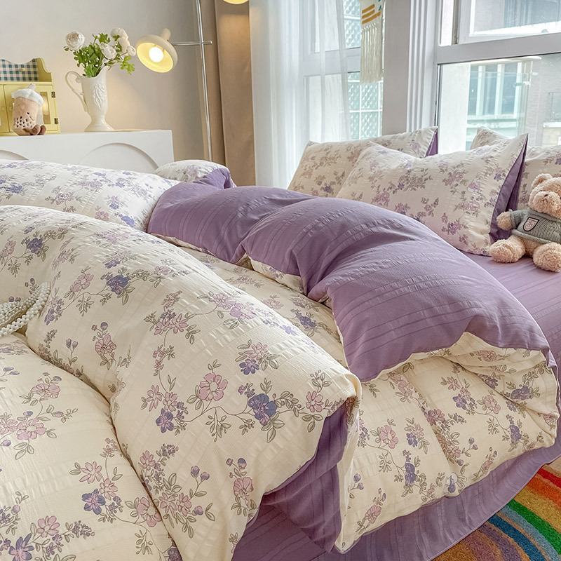 Aerobic Jacquard Cloud Yarn Cotton Four-piece Set Soft Skin-friendly - Image 2