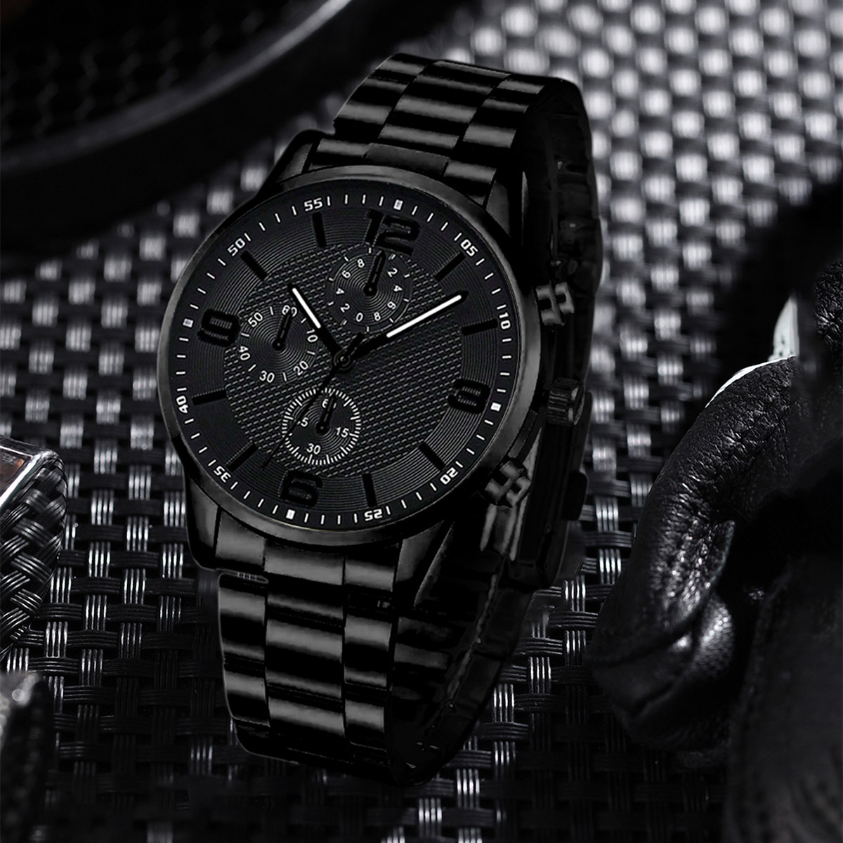 Three-Eye Digital Mens Watch Bracelet And Necklace Set 2